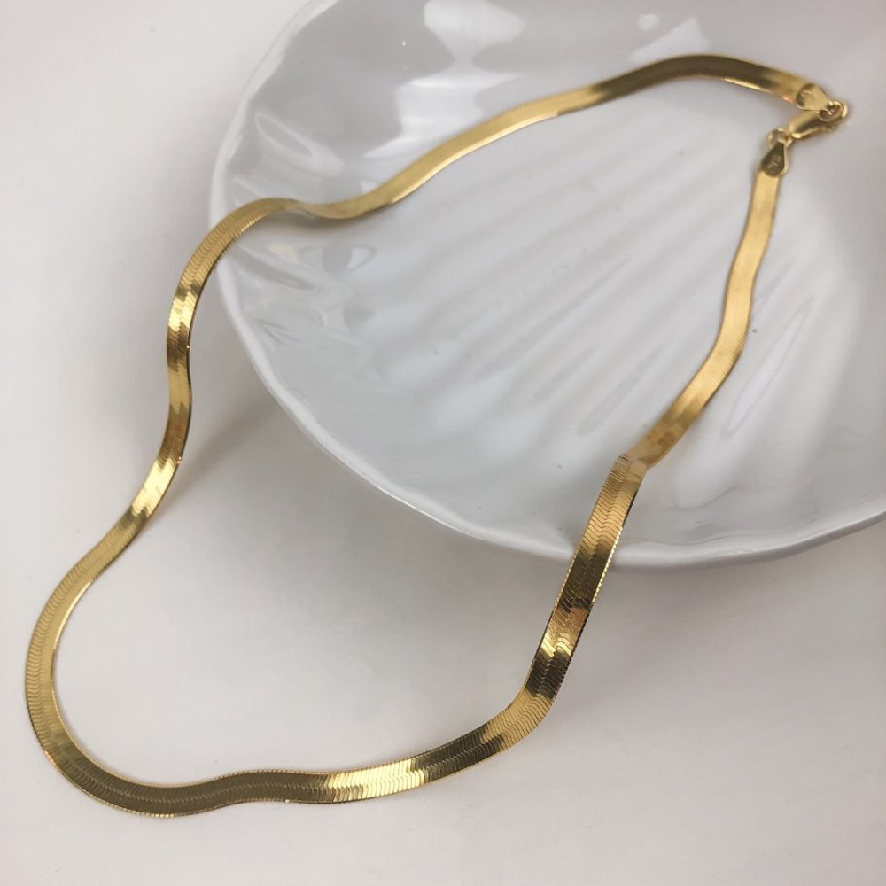 Gold Plated Sterling Silver Herringbone Chain Made in Italy – 4.45mm